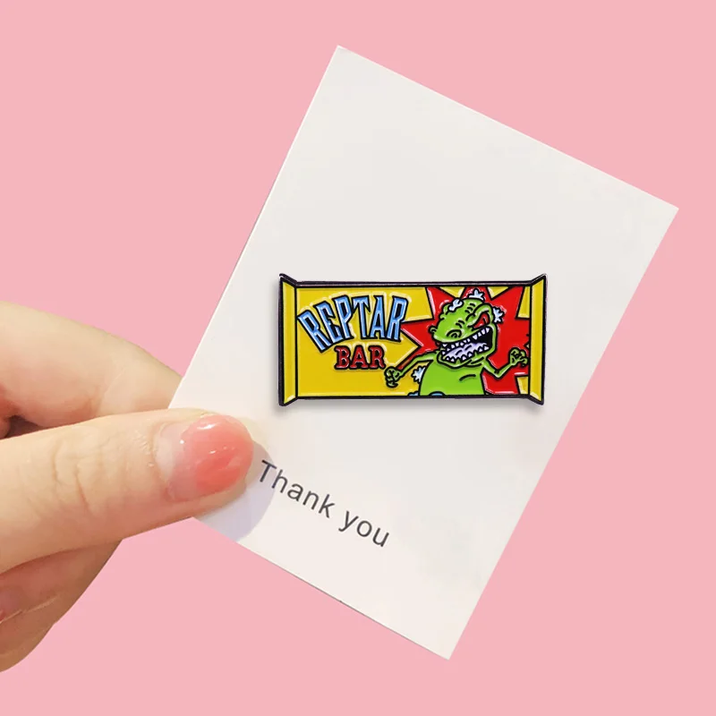Эмалированная булавка Reptar bar Angelica dinosaur Хэллоуин конфеты батончик Ползучая брошь