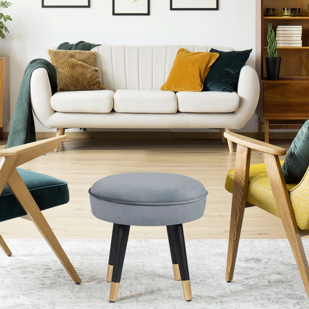 

Fabric Round Padded Ottoman Foot Rest Stool single stool