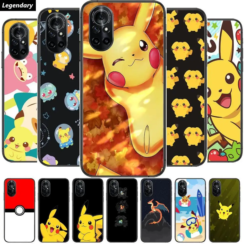 

HD-pokemon Clear Phone Case For Huawei Honor 20 10 9 8A 7 5T X Pro Lite 5G Black Etui Coque Hoesjes Comic Fash design