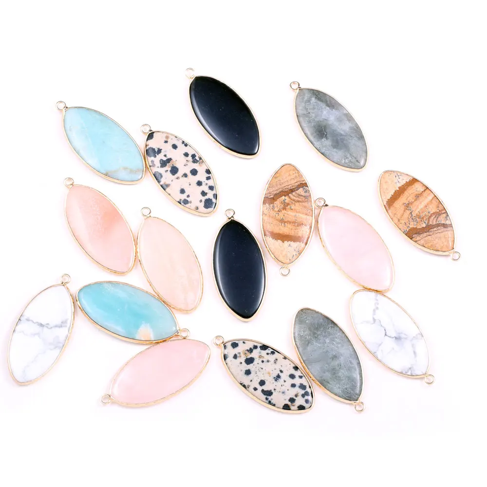 2020 кулон из натурального камня Овальный Золотой полудрагоценный камень агатый