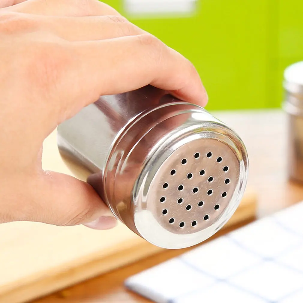 Stainless Steel Spice Jar Dredge Salt Sugar Pepper Shaker Seasoning Can Rotating Cover Multi-purpose Kitchen Tools | Дом и сад