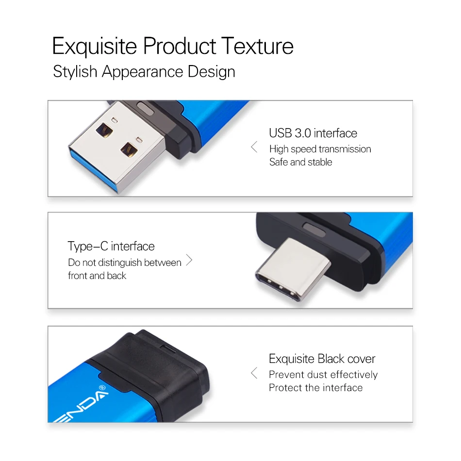 Горячая Распродажа WANSENDA 2 в 1 TYPE-C USB 3 0 флэш-накопитель металлический 16 ГБ 32 64 Гб 128