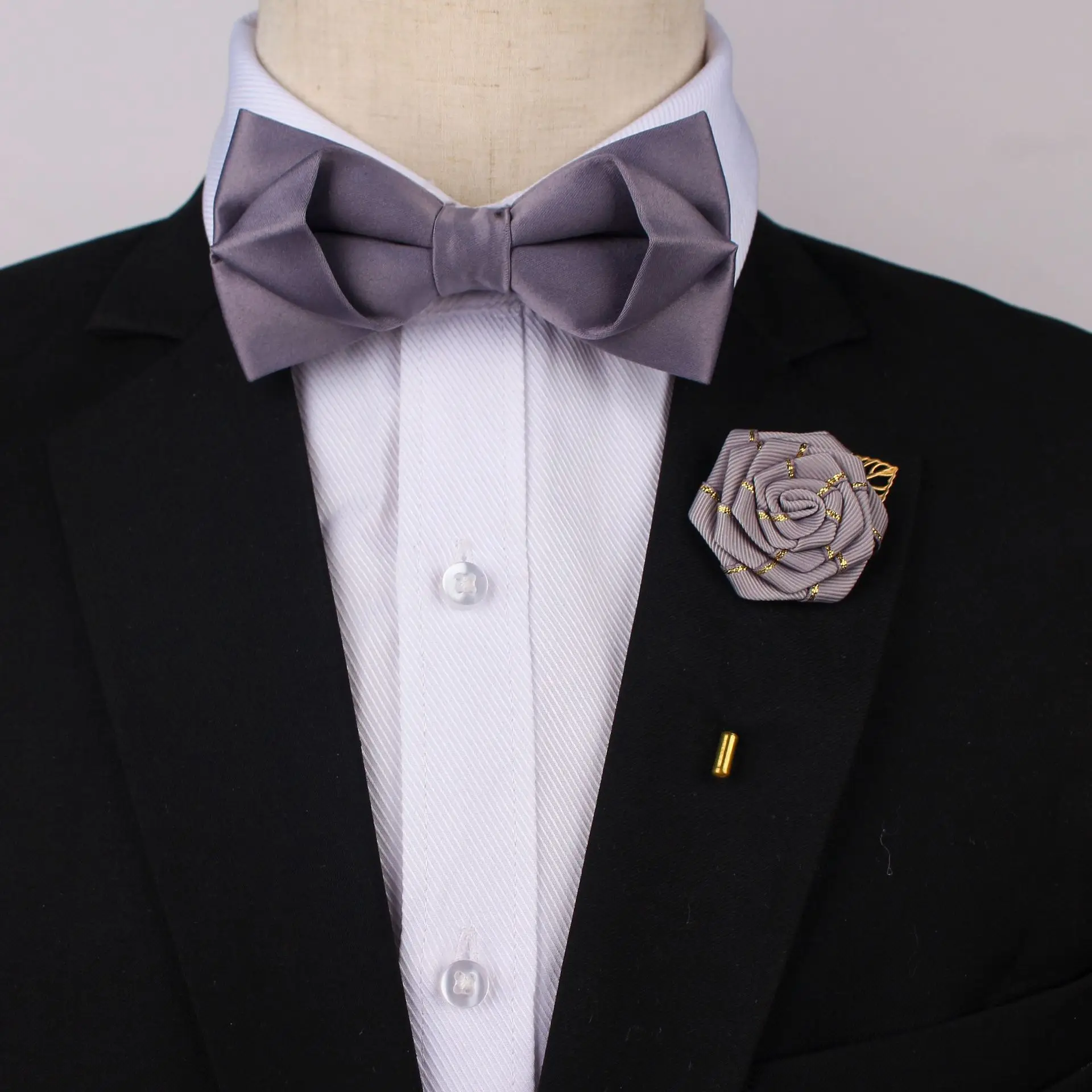 

Sitonjwly Business Solid Bowtie for Men Vintage Wedding Bow Ties Brooches for Mens Suit Set Bridegroom Corbatas Custom Logo