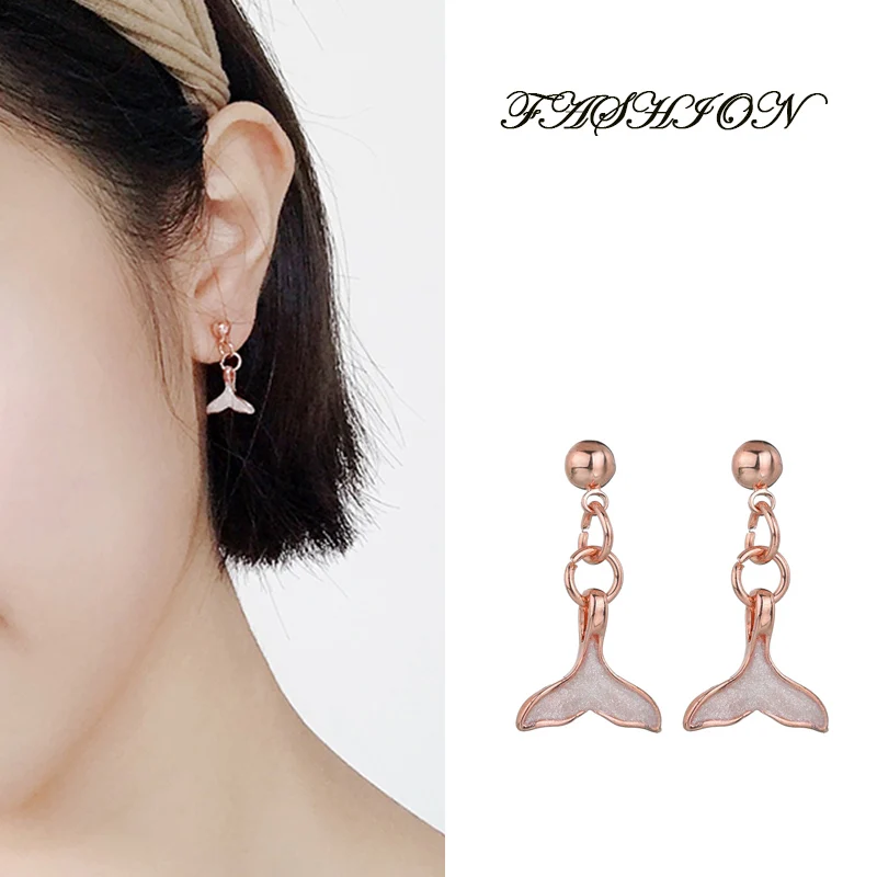 Оптовая продажа новые золотые серьги русалки модные хрустальные серьги-гвоздики