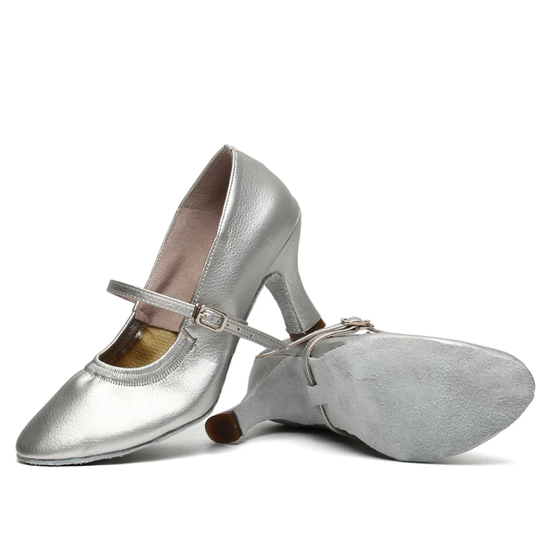 DKZSYIM Women Latin Dance Shoes Leather Ballroom Modern Dance Shoes For Girls Ladies Indoor Suede Soles Party Dance Shoes Heels5