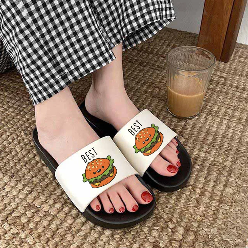 

2021 women slippers Best Friend Slippers Hamburger and Fries Pizza Harajuku Ulzzang summer fashion flip flops