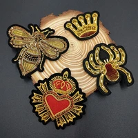 high quality fashion crown bee spider heart beaded badge cloth sticker diy jackets bags accessories embroidery sewing patches