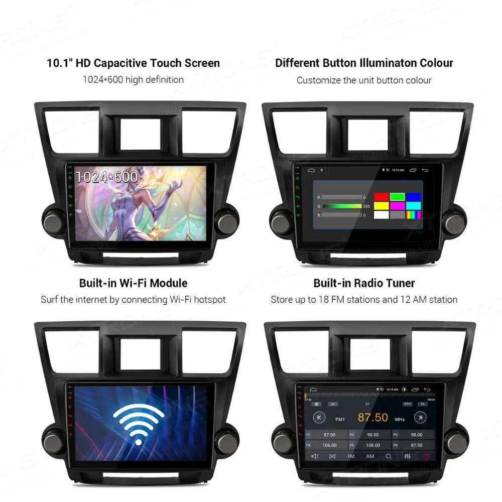 XTRONS 10 1 &quotAndroid 0 автомобильная стереосистема радио плеер DSP GPS OBD для Toyota Highlander 2008 2009
