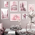 Настенная картина с изображением французской Парижской башни, красного вина, парфюма, цветов, Настенная картина, скандинавский постер и принты, настенные картины для декора гостиной