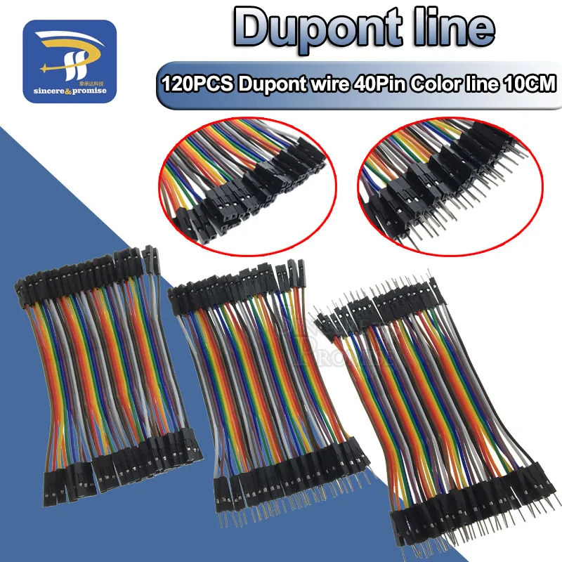 Dupont Line 120 шт. 10 см 40Pin мужской+ мужской женский и Женский Соединительный провод Dupont кабель для Arduino DIY KIT