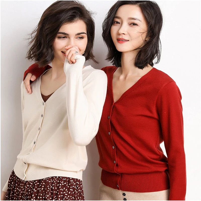 

Candy Color Sweater Women Elegant Single Breasted Sweet Cardigan Autumn Winter Jumper Knitted V Neck Soft Female Tops YT80211