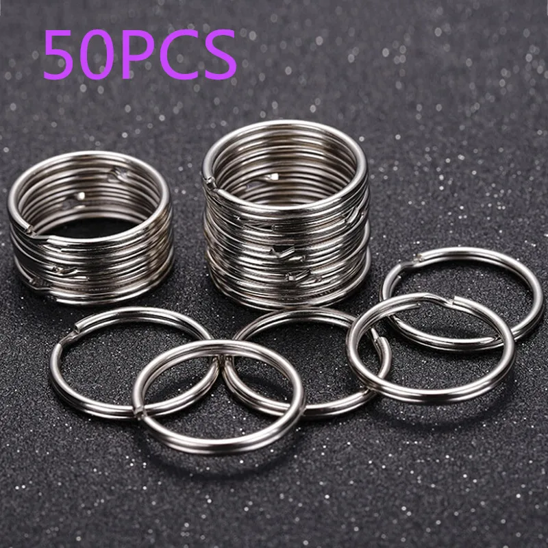 

Hot sale 50pcs/100 Pcs Key Ring Stainless Alloy Circle DIY 25mm Keyrings Silvery Key Chains Jewelry Keychain