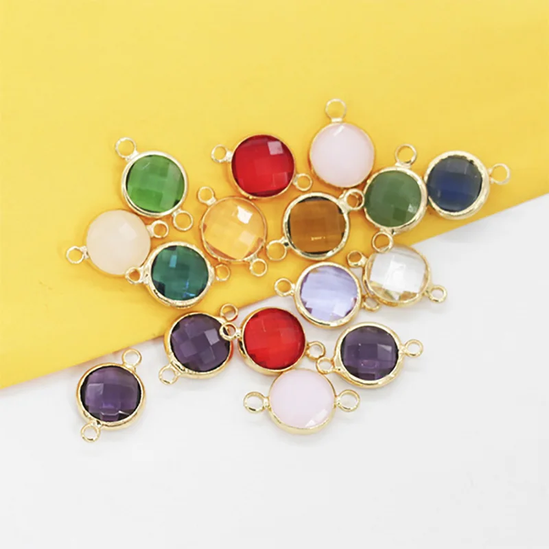12 шт./лот разноцветные Круглые граненые подвески со стразами ювелирные
