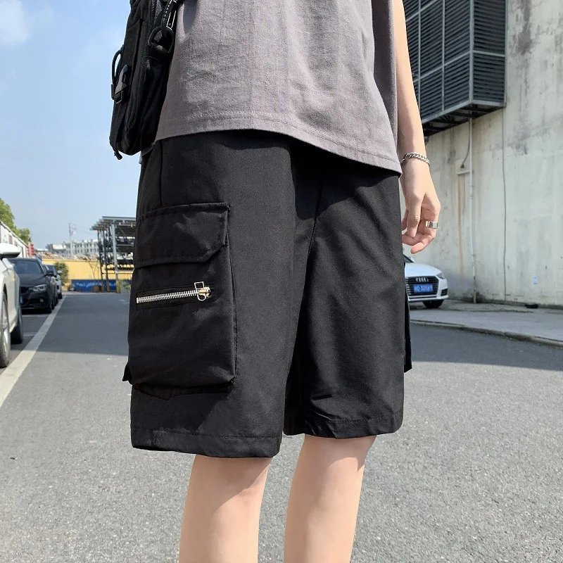 Шорты-карго мужские на молнии повседневные брюки уличная одежда в стиле
