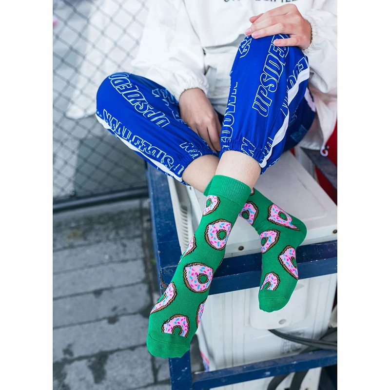 

Kawaii cute cartoon fruit biscuit red wine food colorful novelty skateboard women's socks