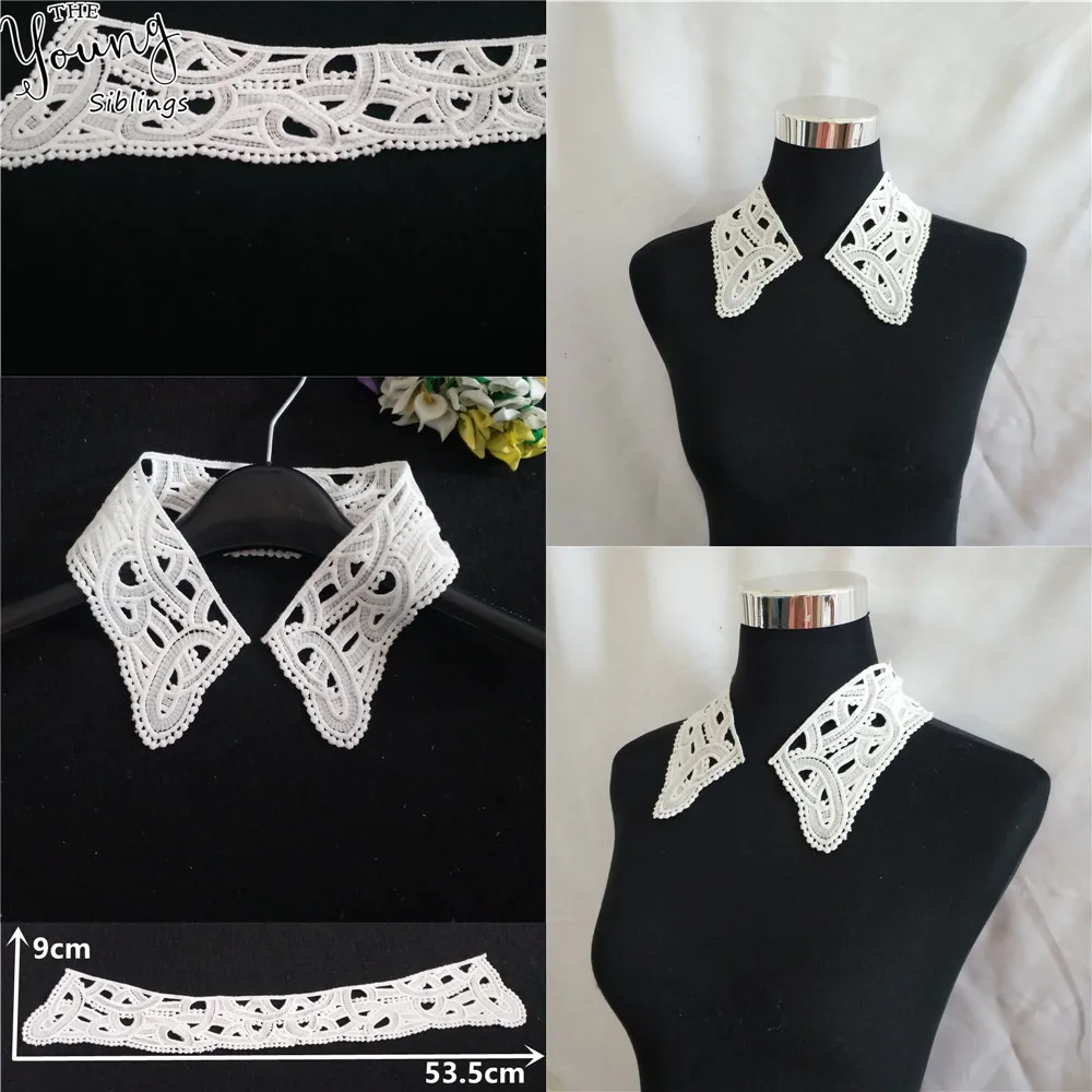 Новое поступление белый ажурный кружевной воротник вышивка аппликация Кружева