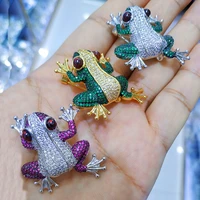 womens frog pin brooch pendant in white golden plated