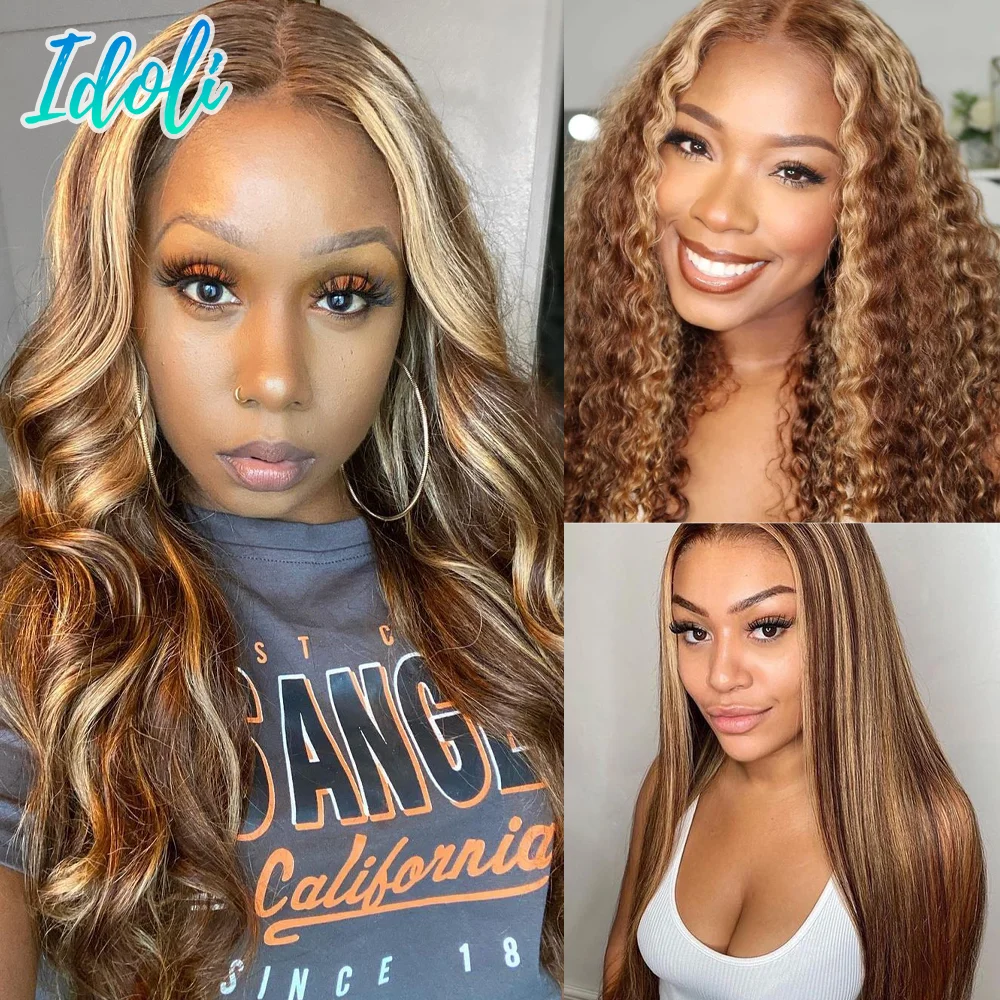 Хайлайтер парик человеческие волосы тела волна на кружевной передний al для