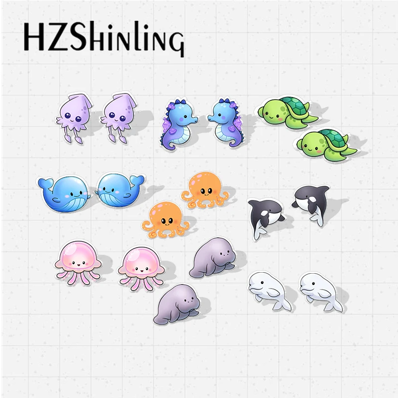 2019 новые модные милые серьги из эпоксидной смолы с изображением морской рыбы