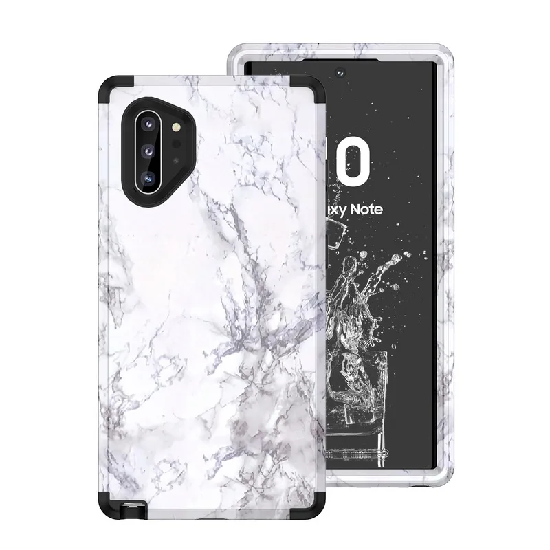 Черный Ударопрочный мраморный чехол для samsung Galaxy Note 10 9 S9 S10 Plus S10+ Гибридный чехол 3 в 1 прочный защитный чехол для телефона - Цвет: Черный