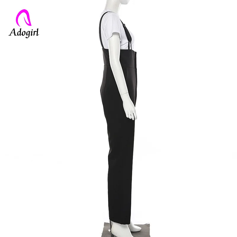 

Adogirl Autumn Black Bib Pant Women Street Active Adjustable Belt Jumpsuit 2019 Fashion Casual Wild Romper Casual Overalls Mujer