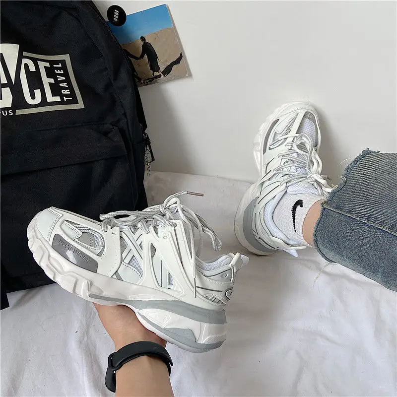 

New Shoes Adult Platform Trainers Stylish Casual Chunky Sneakers for Women Men White Sport Thick Sole Footwear