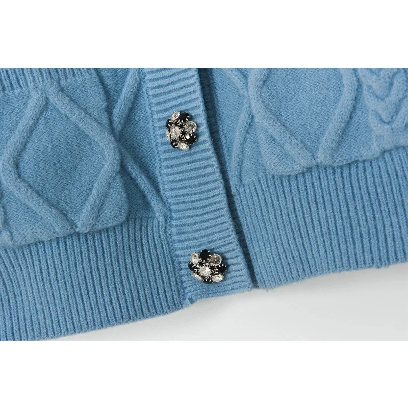 

Mozision 2021 Spring New Lace Knitted Cardigan Women Full Sleeve Single Breasted Sweater Ladies Casual Double Pocket Cardigans