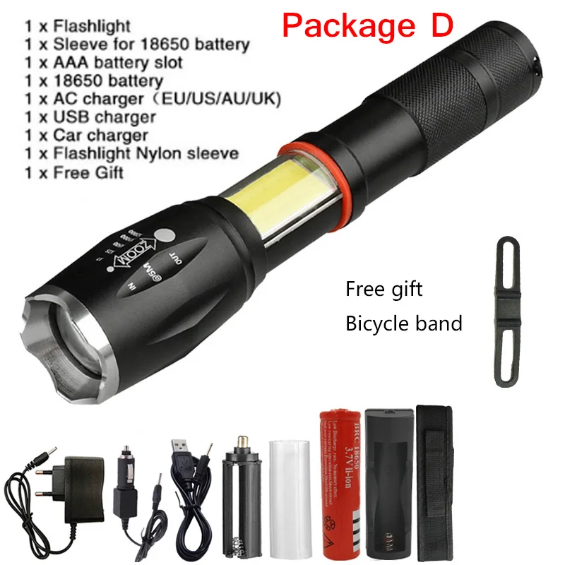 Option D Litwod Z20 1005A светодиодный фонарик 8000лм CREE XM-L2 U3 Многофункциональный скрытый COB фонарик хвост супер магнит дизайн - Испускаемый цвет: Option D