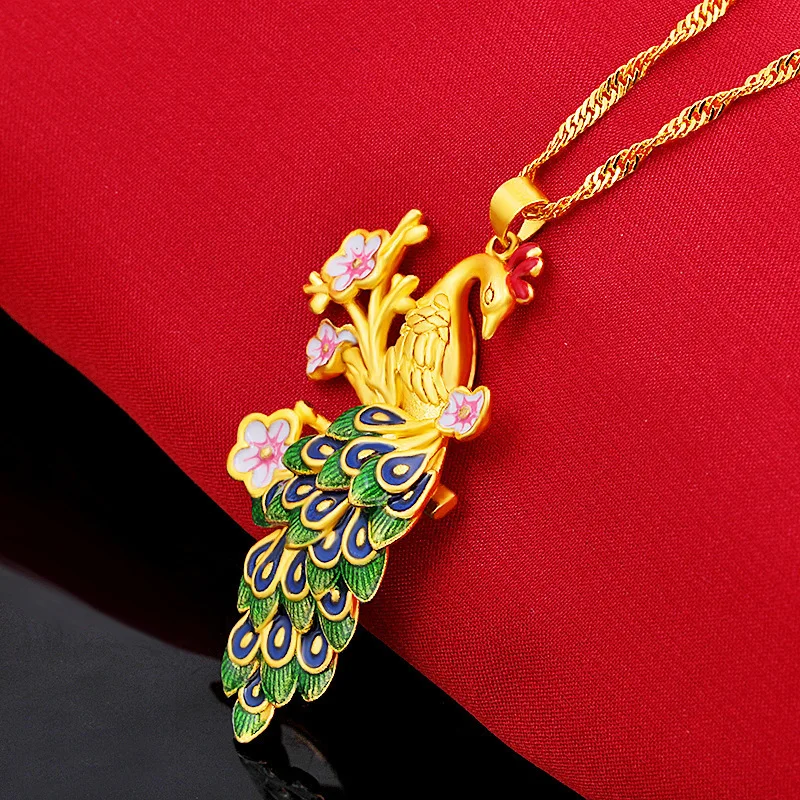 Enamel Colorful Peacock Pendant Yellow Gold Filled Beautiful Womens Chain Gift | Украшения и аксессуары
