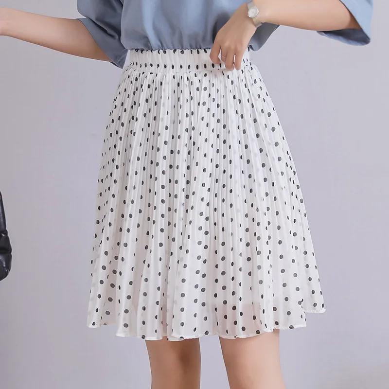 

Apperloth A Chiffon Wave Point Mid-length Half-Blood Skirt Spring 2020 New High-waisted Thin pleated Skirt