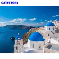 gatyztory santorini island scenery painting by numbers kit handmade gift landscape home decoration wall art picture paints
