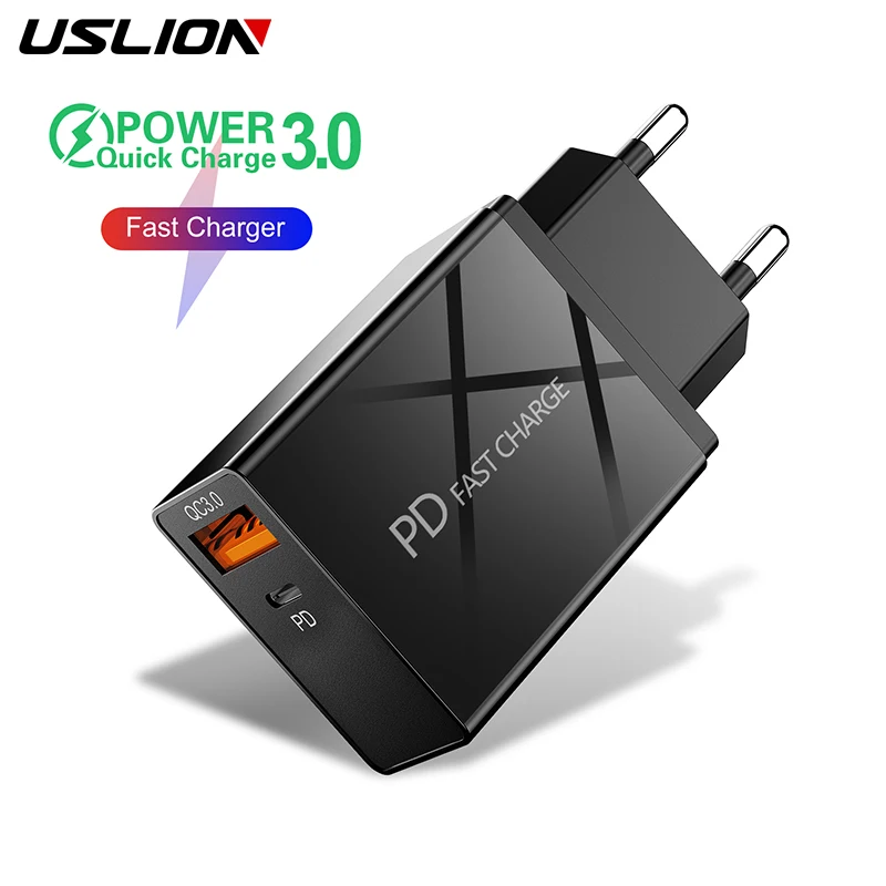 Зарядное устройство USLION с USB портом и поддержкой быстрой зарядки 3 0 PD|Зарядные