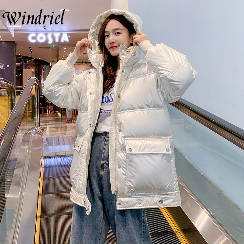 Новинка 2020 зимнее пальто женское блестящее теплое зимняя одежда утепленные