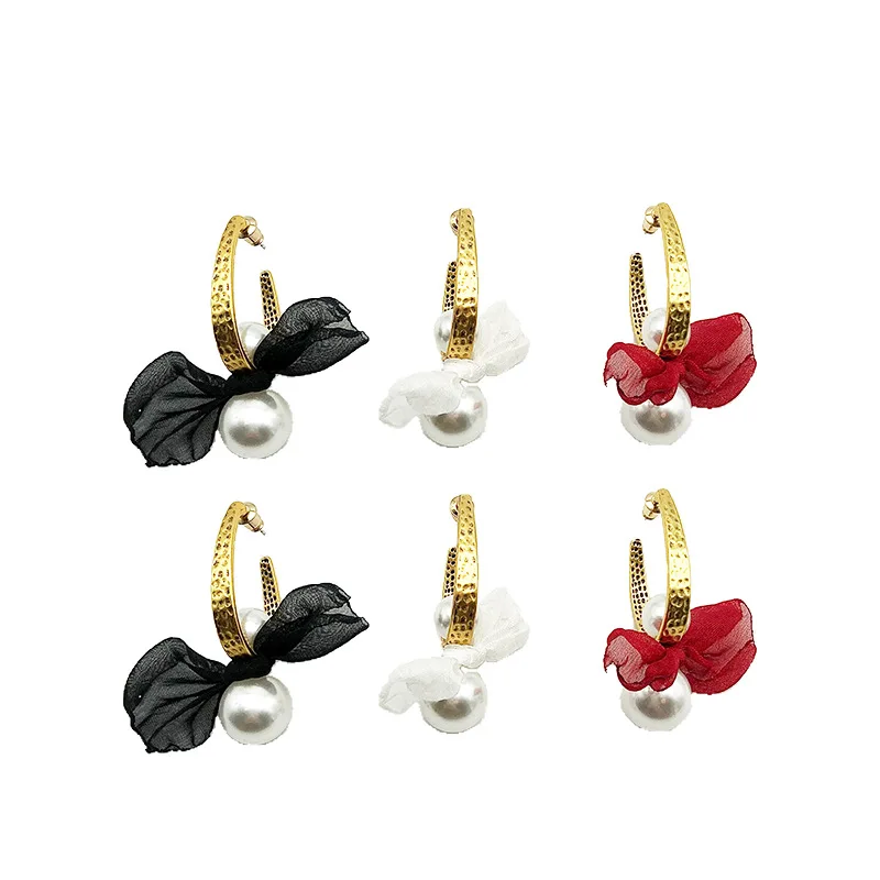 

New Ribbon Bowknot Shape Metal Exaggerated Holiday Style Earrings for Women Fashion Brincos Party Jewelry