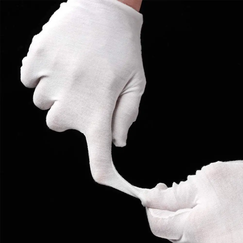 White Gloves 10 Pairs Soft Cotton Coin Jewelry Silver Inspection Stretchable Lining Glove Clean Jersey |