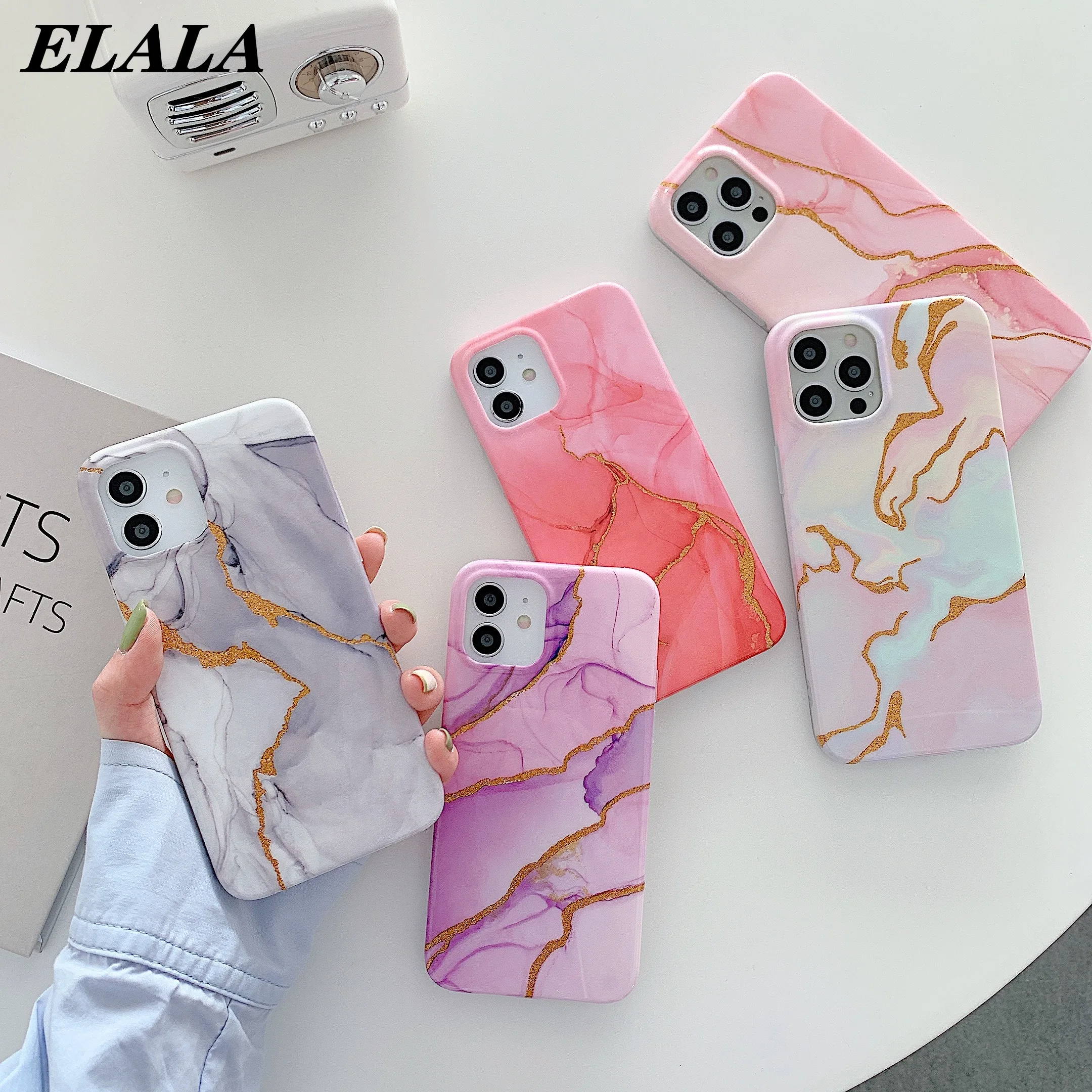 

Colorful Marble Phone Case for iPhone 13 12 11 Pro Max XR XS 7 8 Plus SE 2020 Mini Back Cover Shockproof Slim Fit Protect Coque