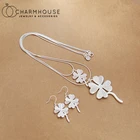 Чистый Ювелирные наборы для женщин из двух Слои цветочное колье, ожерелье, серьги с камнем, 2 шт. комплект украшений колье Brincos Femme аксессуары вечерние подарки