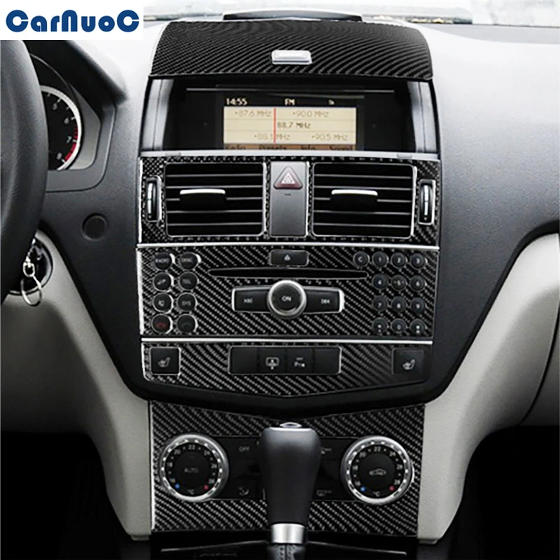 

Для Mercedes Benz C W204 2007-2010 Автомобильная центральная консоль CD панель Обложка отделка наклейка углеродное волокно стикер аксессуары для стайлин...