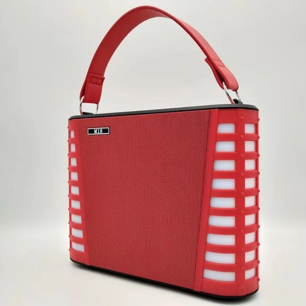 red M18 двойной беспроводной микрофон Bluetooth динамик мобильный беспроводной караоке динамик беспроводной стерео черный динамик Комплект - Цвет: red