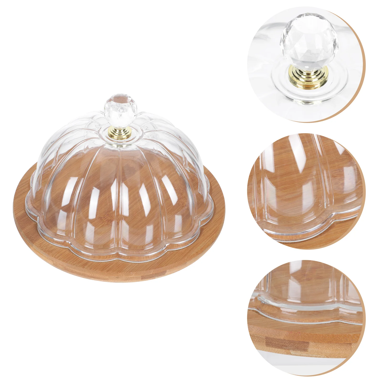 

1 шт. деревянная тарелка для торта с прозрачной крышкой