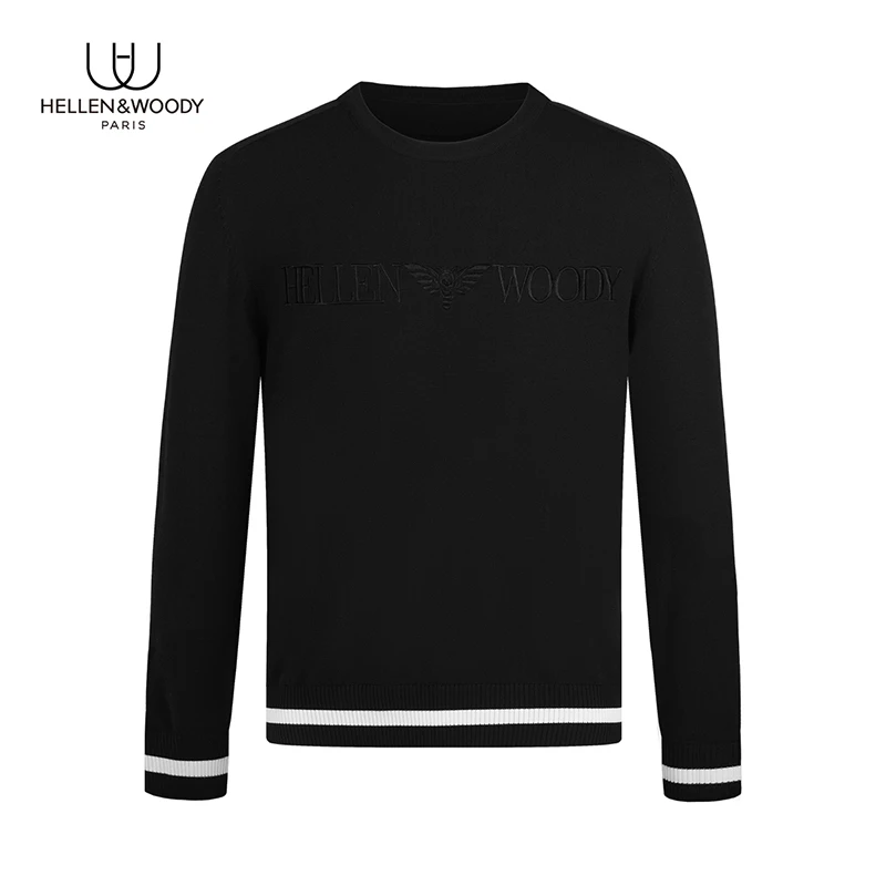 

Мужские 100% Basulan шерстяные свитера с круглым вырезом, повседневные облегающие свитера с вышивкой буквами