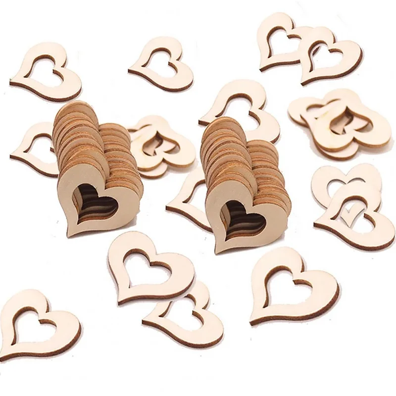 

100/50/25pcs Wooden Mini Love Heart Shape Wedding Table Scatter Decor DIY Handmake Wooden Crafts Wedding Home Decor Ornaments