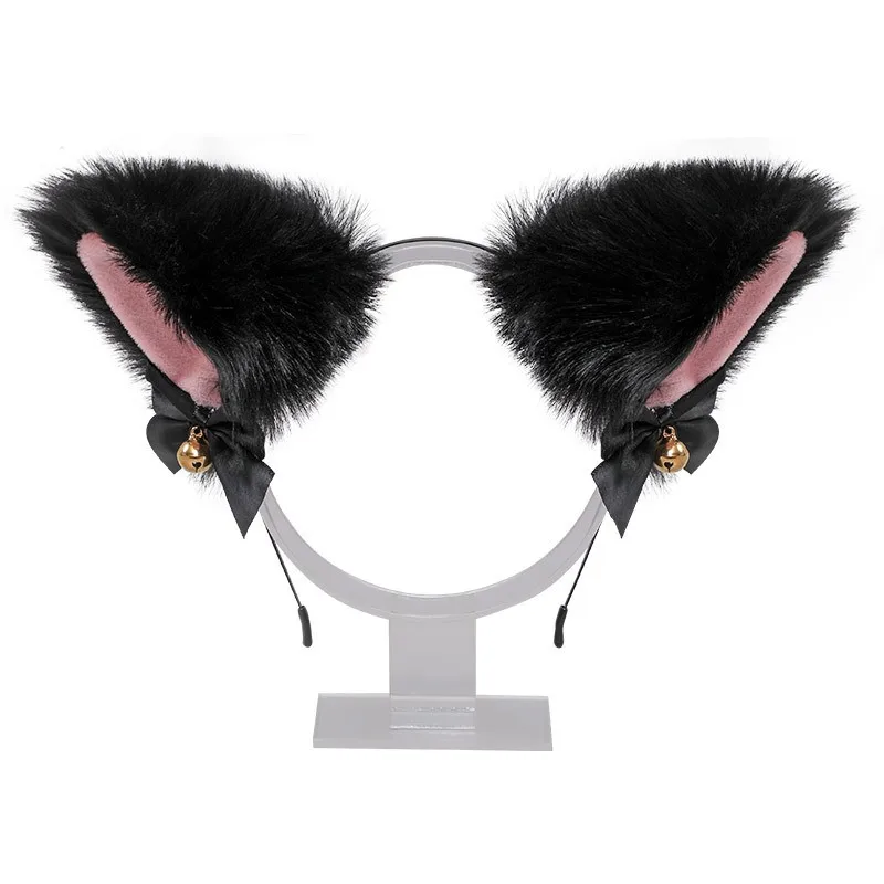 Cosplay Girl Plush Furry Cat Rabbit Ears Headband Cosplay Accessories for Girls Party Lolita Cosplay Cat Ears with Bell Headwear