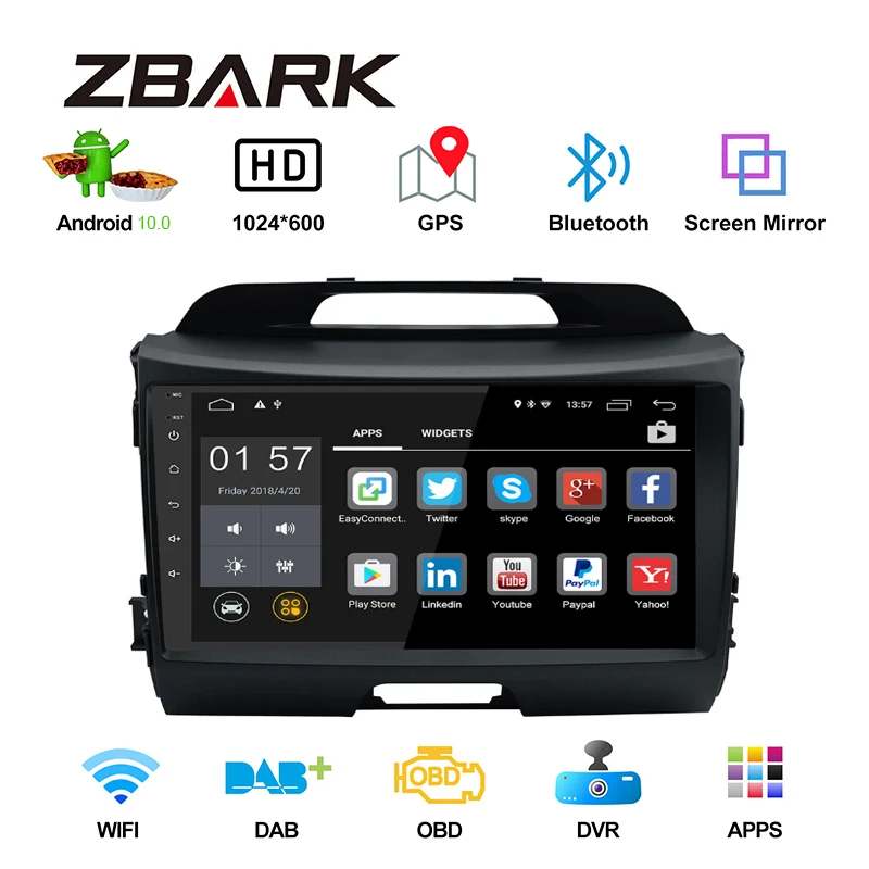 Автомобильный радиоприемник Android 10. Дюймов стерео мультимедийный плеер