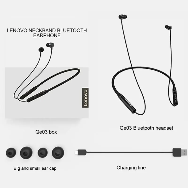 

Lenovo QE03 V5.0 Wireless Neckband Bluetooth Earphones Sports Stereo Earbuds Magnetic In-Ear Earphones Headset For All Phones