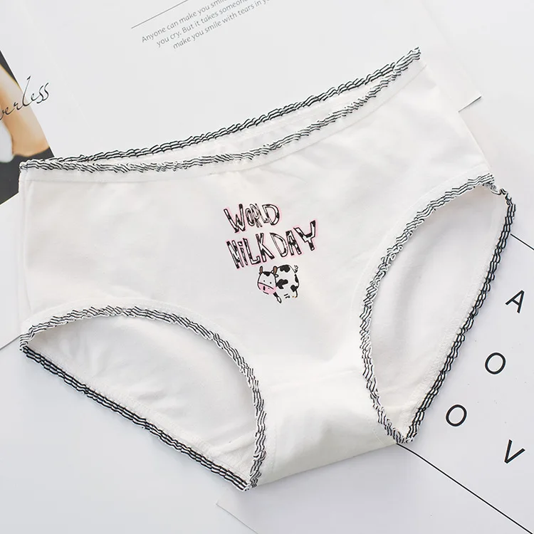 INS стиль 40 хлопок корова мультфильм девушки нижнее белье все Большой треугольник