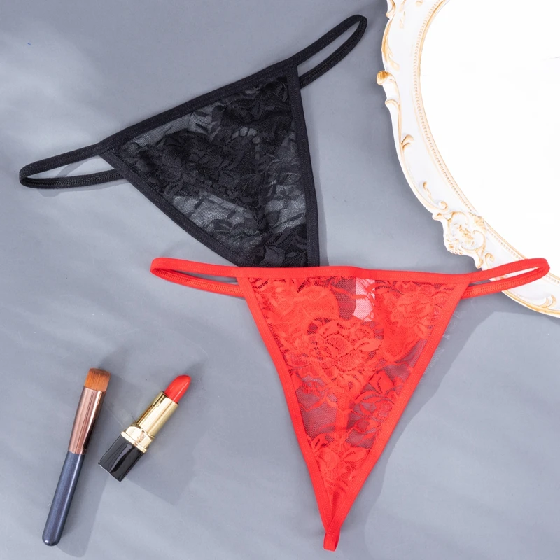 Сексуальное прозрачное женское нижнее белье кружевные стринги с цветочным