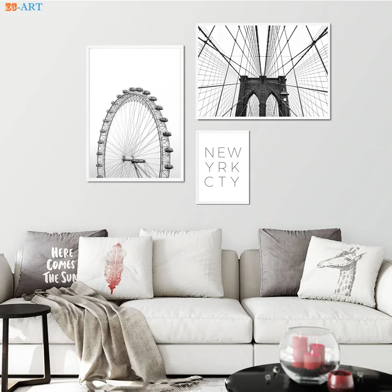 Современные плакаты и принты Нью Йорка Бруклинский мост городская Настенная