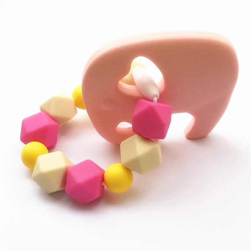 Chenkai-mordedor de elefante de silicona para beb&eacute;, chupete de beb&eacute;, chupete de dentici&oacute;n, chupete de enfermer&iacute;a, joyer&iacute;a sensorial, juguete de regalo, sin BPA, 2 uds.-5
