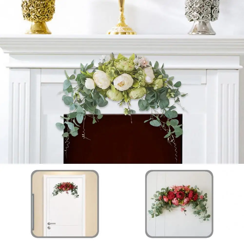 Guirnalda Artificial con rosas de imitaci&oacute;n para sala de estar, port&aacute;til, llamativa, 2 colores-0